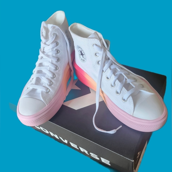 CHUCK TAYLOR ALL STAR MOVE PLATFORM BRIGHT OMBRE HIGH TOP SNEAKERS LIKE NEW - Picture 4 of 6